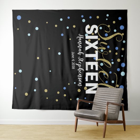 zoete 16 verjaardag Foto Booth backdrop banner Wandkleed (In Situ (horizontaal))