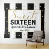 zoete 16 verjaardag Foto Booth backdrop banner Wandkleed (In Situ (horizontaal))