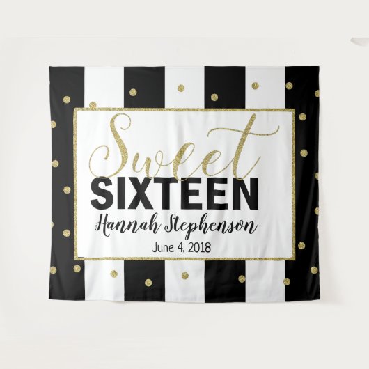 zoete 16 verjaardag Foto Booth backdrop banner Wandkleed (Voorkant (horizontaal))