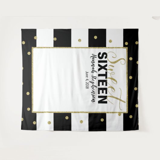 zoete 16 verjaardag Foto Booth backdrop banner Wandkleed (Voorkant (horizontaal))