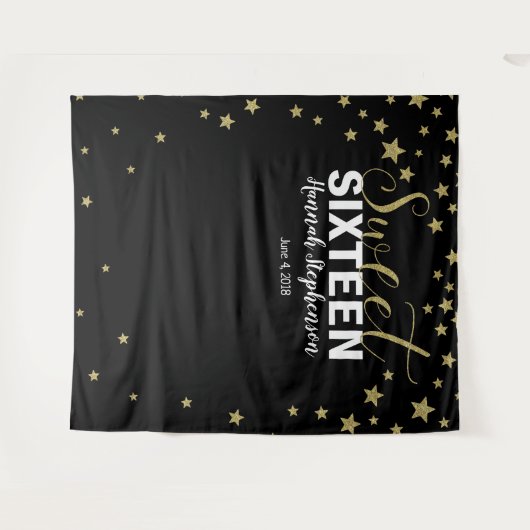 zoete 16 verjaardag glitters achtergrond banner wandkleed (Voorkant (horizontaal))
