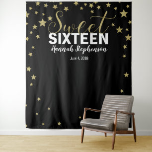 zoete 16 verjaardag glitters achtergrond banner wandkleed