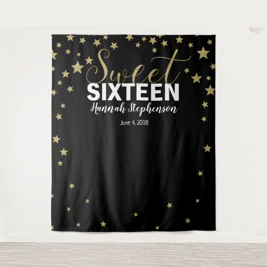 zoete 16 verjaardag glitters achtergrond banner wandkleed (Voorkant)