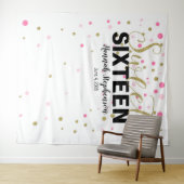 zoete 16 verjaardag Photo Booth achtergrond banner Wandkleed (In Situ (horizontaal))