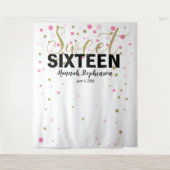 zoete 16 verjaardag Photo Booth achtergrond banner Wandkleed (Voorkant)