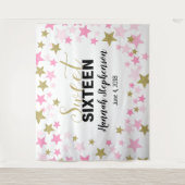 zoete 16 verjaardag Photo Booth achtergrond banner Wandkleed (Voorkant)