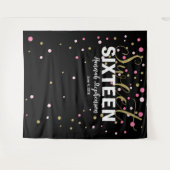 zoete 16 verjaardag Photo Booth achtergrond banner Wandkleed (Voorkant (horizontaal))