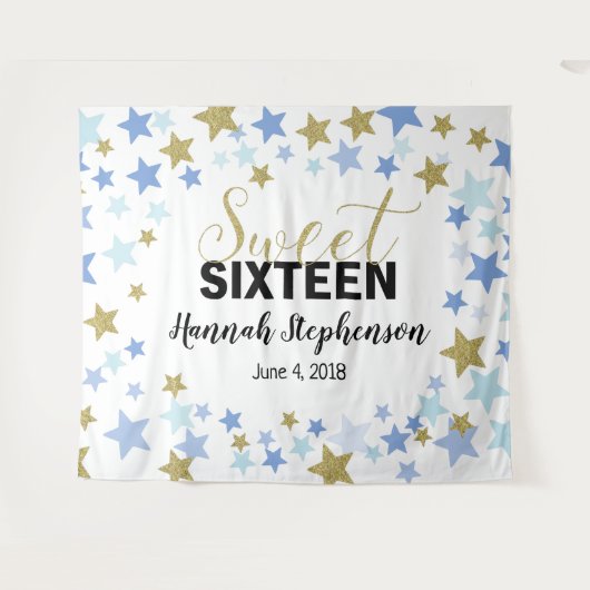 zoete 16 verjaardag Photo Booth achtergrond banner Wandkleed (Voorkant (horizontaal))