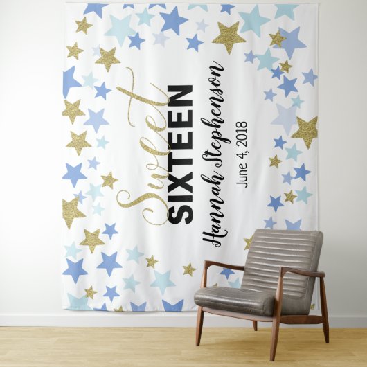 zoete 16 verjaardag Photo Booth achtergrond banner Wandkleed (In situ)