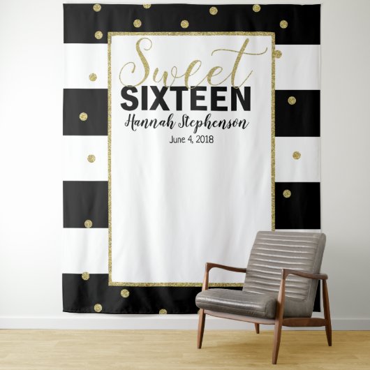 zoete 16 verjaardag Photo Booth achtergrond banner Wandkleed (In situ)