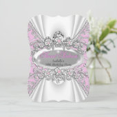 Zoete 16 Verjaardag Prinses Roze Diamanten Tiara 3 Kaart (Staand voorkant)