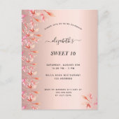 Zoete 16 verjaardag roos gouden roze florale uitno briefkaart (Voorkant)
