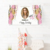 Zoete 16 verjaardag - Roze ballonnen Spandoek