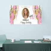 Zoete 16 verjaardag - Roze ballonnen Spandoek (Beurs)