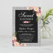 Zoete 16 verjaardag | Roze zilvergisten Kaart (Staand voorkant)