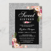 Zoete 16 verjaardag | Roze zilvergisten Kaart (Voorkant / Achterkant)