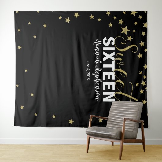 zoete 16 verjaardagsachtergrondbanner wandkleed (In Situ (horizontaal))