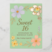 zoete 16 verjaardagsfeest bloem uitnodiging  (Voorkant)