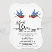 Zoete 16 Verjaardagsuitnodiging Traditionele Vogel Kaart (Voorkant / Achterkant)