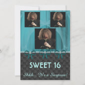 Zoete 16 Verrassende Partij Blauwgroen Blauwe Zijd Kaart (Voorkant)