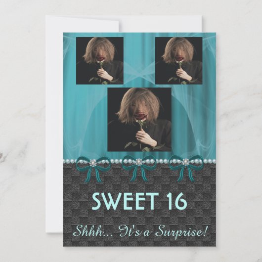Zoete 16 Verrassende Partij Blauwgroen Blauwe Zijd Kaart (Voorkant)