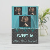 Zoete 16 Verrassende Partij Blauwgroen Blauwe Zijd Kaart (Staand voorkant)