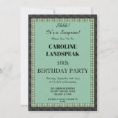 Zoete 16 Verrassende Partij Groene Zijde & Pearls  Kaart (Achterkant)