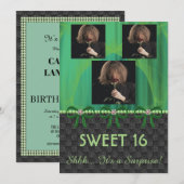 Zoete 16 Verrassende Partij Groene Zijde & Pearls  Kaart (Voorkant / Achterkant)