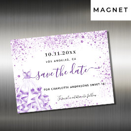 Zoete 16 violetjurk, behalve de datummagneet magnetische uitnodiging