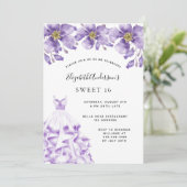 Zoete 16 violette witte jurk florale elegant kaart (Staand voorkant)