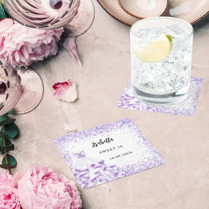 Zoete 16 violette witte jurk kartonnen onderzetters