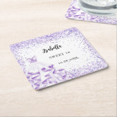 Zoete 16 violette witte jurk kartonnen onderzetters (Schuin)