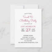 Zoete 16 Wildbloemen Roze Birthday Party Kaart (Achterkant)