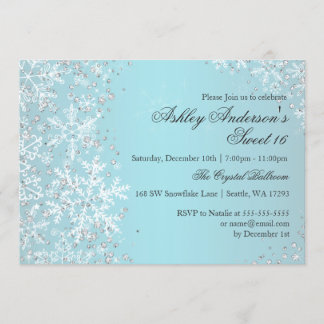 Zoete 16 Winter Wonderland Glitterende Sneeuwvlokk Kaart