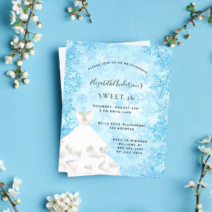 Zoete 16 winter wonderland jurk budget uitnodiging flyer