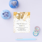 Zoete 16 witte gouden ballonnen flyer (Enkel)