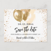 Zoete 16 witte gouden ballonnen glitter behalve de aankondigingskaart (Voorkant)