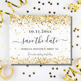 Zoete 16 witte gouden save the date kaart