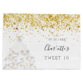Zoete 16 witte goudglitter-jurk groot cadeauzakje (Achterkant)