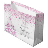 Zoete 16 witte roze glitter jurk groot cadeauzakje (Voorkant Gekanteld)