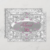 Zoete 16 Zestien 16e verjaardag Pink Diamonds Kaart (Voorkant / Achterkant)