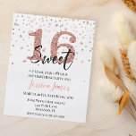 Zoete 16 Zestien 'Birthday' Roos Gold Budget Flyer<br><div class="desc">Eén ontwerp per vel. Begrotingsuitnodigingen omvatten geen enveloppen. De brochures zijn op papier gedrukt en niet op kaarten. Dit ontwerp kan op het gebied worden gepersonaliseerd dat door de foto en/of tekst te veranderen wordt verstrekt. Of het kan worden aangepast door te klikken deze Sjabloon personaliseert en dan de klik...</div>