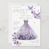 Zoete 16 Zestien Paarse Sering Bloemvlinders Kaart (Voorkant)