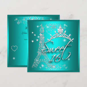 Zoete 16 Zestien Turquoise Tiara Eiffeltoren Kaart