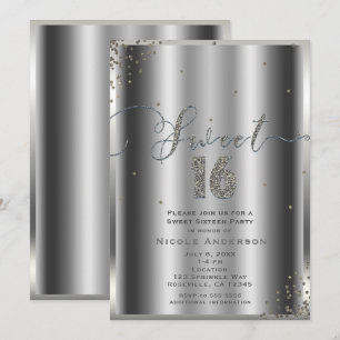 ZOETE 16 Zestien Zilver Glam Confetti Hoeken Kaart