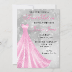 Zoete 16 Zestiende Verjaardagsfeest Roze Jurk Klee Kaart