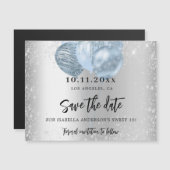 Zoete 16 zilverblauwe ballonnen magneet, met uitzo magnetische uitnodiging (Voorkant / Achterkant)