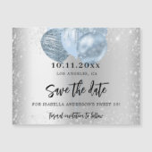 Zoete 16 zilverblauwe ballonnen magneet, met uitzo magnetische uitnodiging (Voorkant)