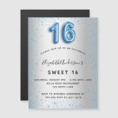 Zoete 16 zilverblauwe glitter-aantrekkingsmagneet (Voorkant / Achterkant)