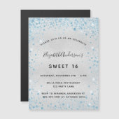 Zoete 16 zilverblauwe glitter-aantrekkingsmagneet (Voorkant / Achterkant)